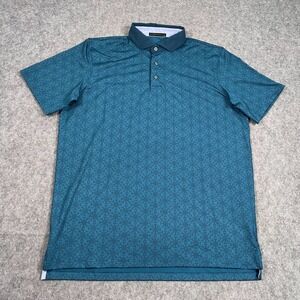 Greyson Blue Geometric Lions Tooth Short Sleeve Polo‎ Shirt Men's Size Large